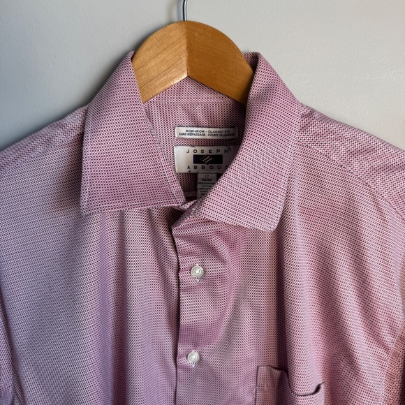 Joseph Abboud Men's 17 Button Up Long Sleeve‎ Egyptian Cotton Dress Shirt Pink - Picture 4 of 13